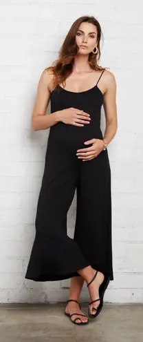 Rachel Pally Victoria Jumpsuit Ribbed Cropped Wide Leg Black Size Small
