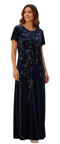 AGB Vintage 90s Velour Sparkle Floral Maxi Semi