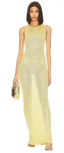 ASTA RESORT Natalia Dress in Chartreuse Sequin Small New Womens Maxi Gown Yellow - Image 1
