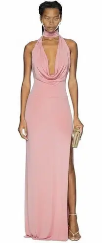 New Aya Muse Edo Halterneck Draped Maxi Dress S Light Pink