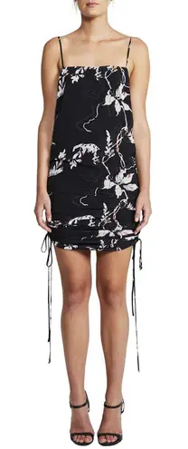 Shona joy Ruched Slip Dress Size 8 Black Shadows Floral Whimsigoth Emo