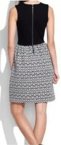 Madewell  Afternoon Dress Diamond Jacquard Tribal Black White Sleeveless Sz Small