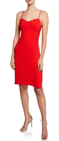 Halston Heritage Sleeveless Crepe Dress With Side Strips In Red Size 0