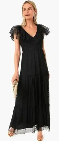 Tuckernuck Dress Giselle Onyx Tulle Mesh Formal Maxi Gown Black Size L Size L