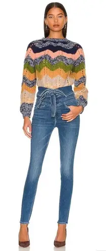 MOTHER The Triple Stack Looker High Rise Denim Blue Jeans Tie Waist, 29