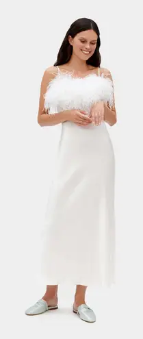 Sleeper NWT Boheme White Midi Dress Feathers Size Large L