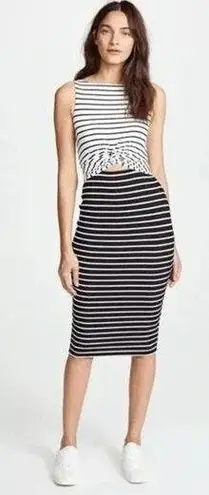 BAILEY 44 Rabbit Hole Dress White Black Striped Size XL Rib Knit Stretch