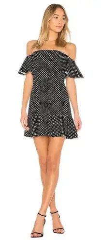 Saloni Amelia Neoprene Mini Polka Dot Dress Black White Size 6