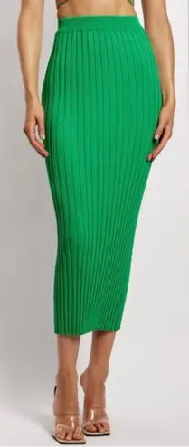 Meshki Green Crystal Stretch Ribbed Bodycon Midaxi Pencil Skirt Size XS