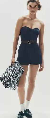 Maeve NEW Strapless Bustier Romper in Navy Blue