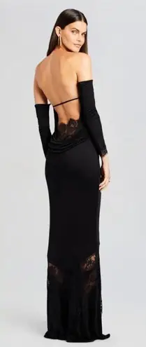 NWT Retrofete Chandler Dress Embroidered Lace Strapless Open Back Maxi Black Lg