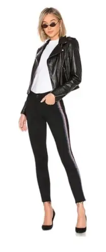 MOTHER High Waisted Looker Ankle Fray Jeans in Guilty Glitter Racer Size 29 Black