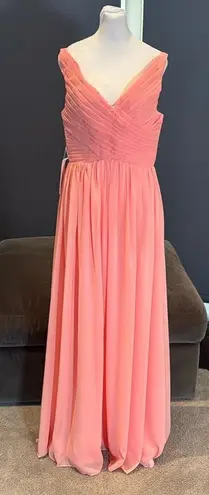 Women’s Peach Chiffon Full Length Bridesmaid Prom Dress Corset Back Size 10 NWT
