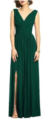 NWT Dessy 12 Regular Green Gown SLEEVELESS DRAPED CHIFFON MAXI DRESS FRONT SLIT