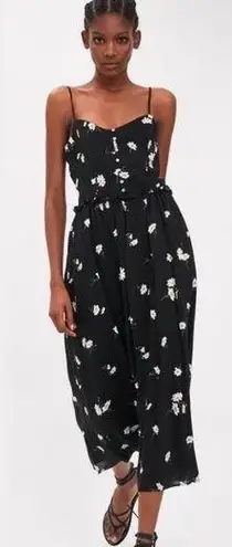 ZARA COPY - Black Floral Daisy Print 90s Style Midi Dress Spaghetti Straps  Size… Size XS - $23 New With Tags - From Massi