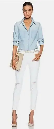 Mother Denim Jeans Looker Ankle Fray Little Miss Innocent White