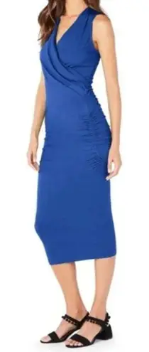 Michael Stars Crossover Dress Womens Large Royal Blue Surplice Sleeveless Ruched