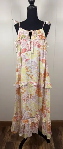 Petal and Pup Floral Print Ruffle Tiered Maxi Dress US size 4 pockets