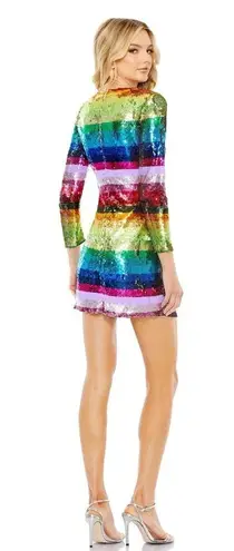 Mac Duggal Rainbow Sequin Striped Cocktail Dress NWT Size 6