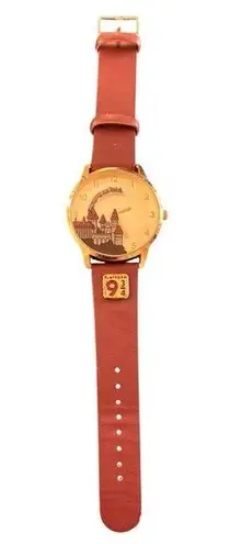 Harry Potter Hogwarts Watch Accutime Stainless Steel Caseback Faux Leather Band Brown