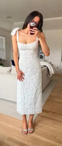 Here Comes the Sun Cupid Tied Shoulder Embellished Midi Dress White