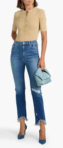 Jonathan Simkhai River Distressed High Rise Straight Leg Jeans Size 27 Blue - Image 1