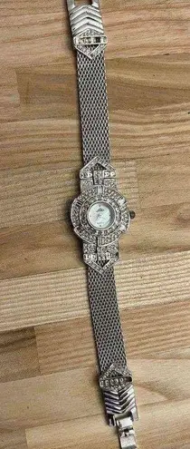 Alto Ladies Watch Crystal Embellishments Pearl Dial Stainless Weave Bracelet