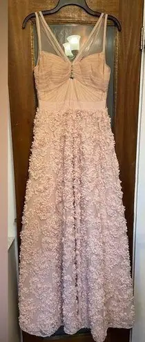 Adrianna Papell Sleeveless Doe Rosette Chiffon Tulle Embellished Blush Gown -4