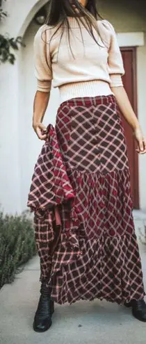 Free People Prairie Dreams Maxi Skirt Red Size 4 68 47 Off Retail New With Tags From Ell