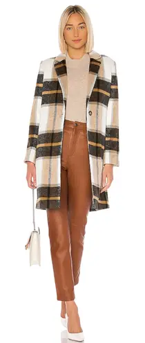 CUPCAKES & CASHMERE Women’s Cher Neutral Plaid Check Overcoat Small Tan