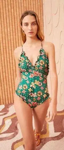 Ulla Johnson Giordana Maillot One-Piece Swimsuit, Veridian, Size X-Large, $350