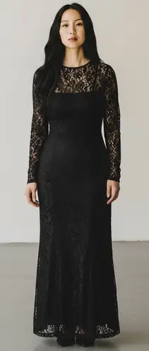 Betsy and Adam Betsy Adams Black Lace Overlay Mermaid Maxi Dress Size 4 Morticia Addams