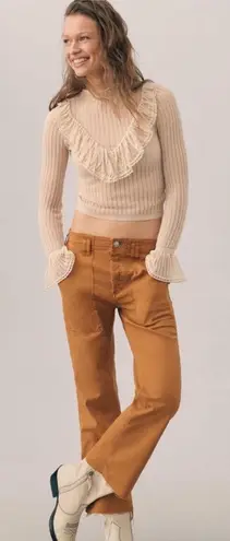 Pilcro Anthropologie The Yaya Crop Flare Pants in Bronze- PLEASE READ