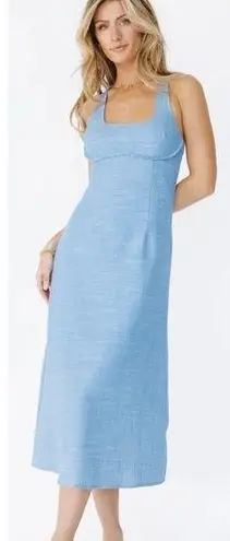 Bohme NWT  Crescent linen blend  Cali Midi Dress in Blue