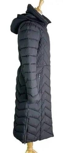 Bernardo Eco Plume Long Hooded Puffer Winter Coat Gray Size M NWT