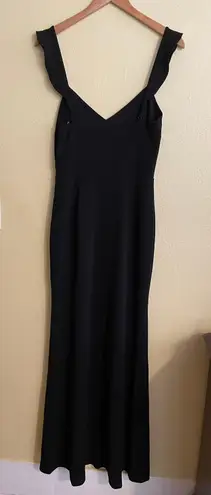 WAYF NWOT The Mina Ruffle Strap Gown In Black