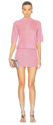 SER.O.YA Rae Metallic Mini Dress in Bubblegum Pink Small New Womens Knit