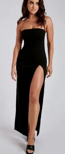 Meshki Maxi Split Front Dress Black Strapless Size Medium NWT