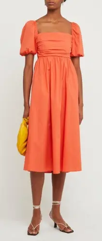 O.P.T. River Pleated 100% Cotton Maxi Dress Size XS Orange
