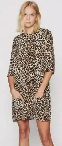Equipment Aubrey Dress Silk Leopard Cheetah Relaxed Shift Dress Size Small