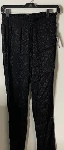 Rachel Roy Rachel Women’s Black Leopard Print Drawstring Pants Silky XS NEW NWT