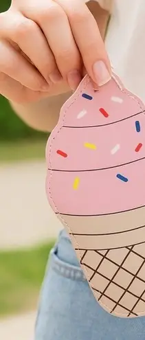 Kawaii Ice Cream Cone Coin Purse – Pink Sprinkles NWT