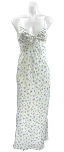 Kiss the Sky Juliette White Blue Floral Sleeveless Cami Camisole Maxi Dress XS
