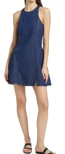RE/DONE Denim Split-Front Racerback Minidress Dress Blue Size Medium
