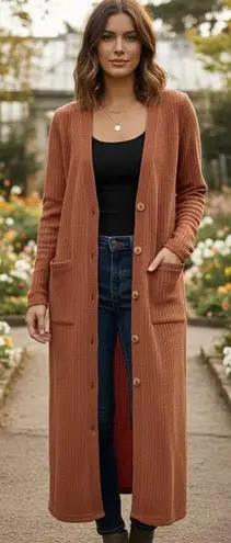 The Good Jane Amber Something Long Lightweight Cardigan Outwear One Size NWT Brown