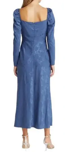 WAYF The Adeline Cutout Floral Jacquard Halter Midi Dress Blue Size XXS NWT