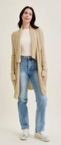 Judy Blue Chunky Knit Open Front Cardigan Sweater Beige Wool Blend Medium/Large