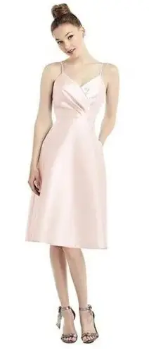 Alfred Sung NWT  Draped Faux Wrap Cocktail Dress With Pockets Blush Size 8 D777