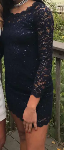 Macy's Dark Lace Blue Homecoming Dress