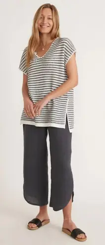 Marine layer Bay Knit Tunic Top Cover-Up Blue White Sz M Coastal Boho Hippie